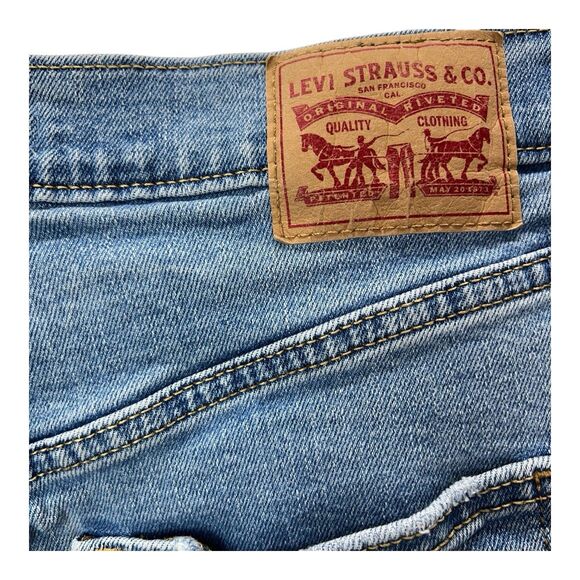 Levi Ribcage Straight Ankle Jeans Sz 29 Raw Hem High Rise Distressed - Picture 8 of 9